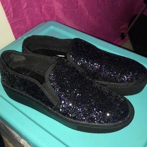 Glitter platform slip-ons